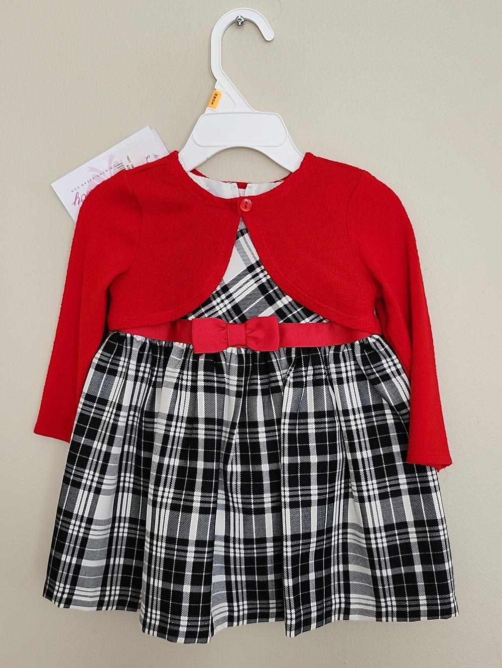 Bonnie Baby Plaid Dress with Red Bolero, 12M, NWT